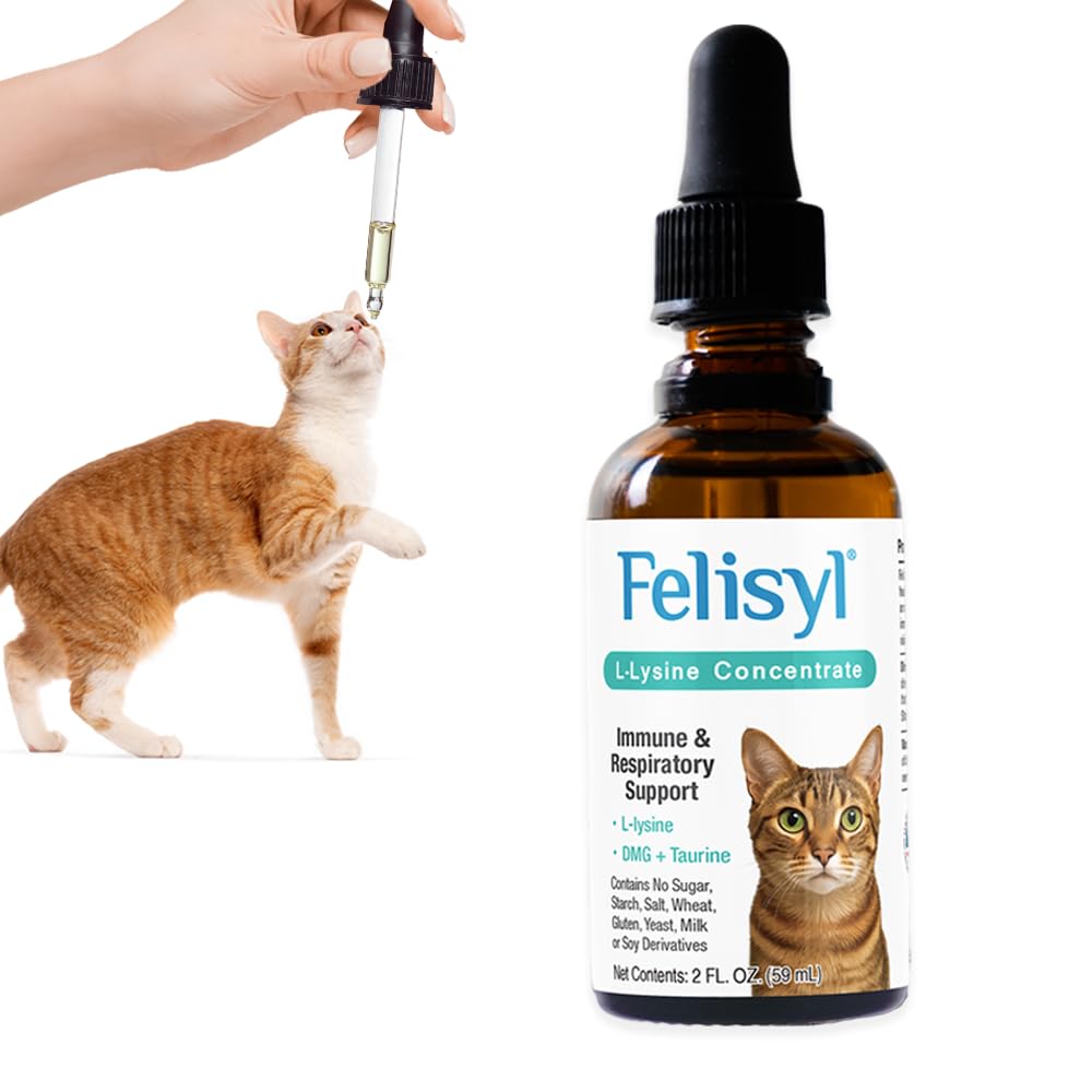 Front view of Felisyl L-Lysine 2 oz cat supplement bottle