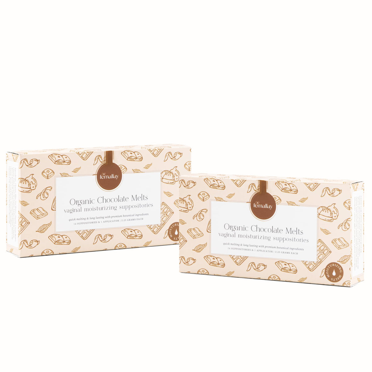 Femallay vaginal melts chocolate pack unwrap showing discreet moisture support