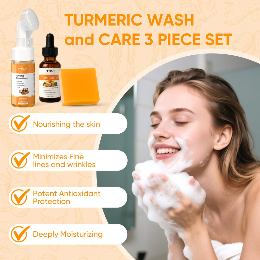 Femani turmeric face wash with foaming action for deep cleansing and clear pores