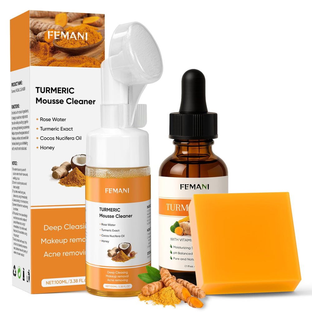 Femani turmeric soap bar close-up for gentle exfoliation and radiant skin