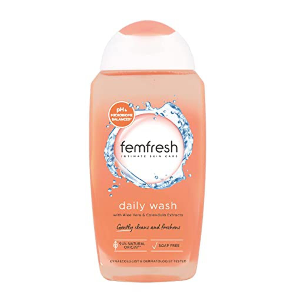 Femfresh intimate wash camomile soothing bottle provides gentle daily cleansing.