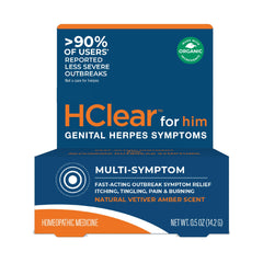 Front view of FemiClear for him product packaging