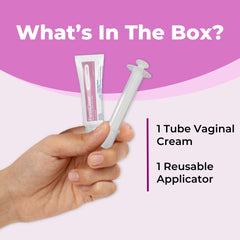 FemiClear men's application closeup demonstrates partner-use steps.