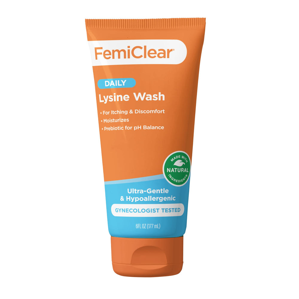 FemiClear Ultra-Gentle wash bottle pouring for daily cleansing.