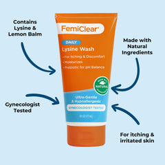 FemiClear packaging box showcases natural ingredients panels.