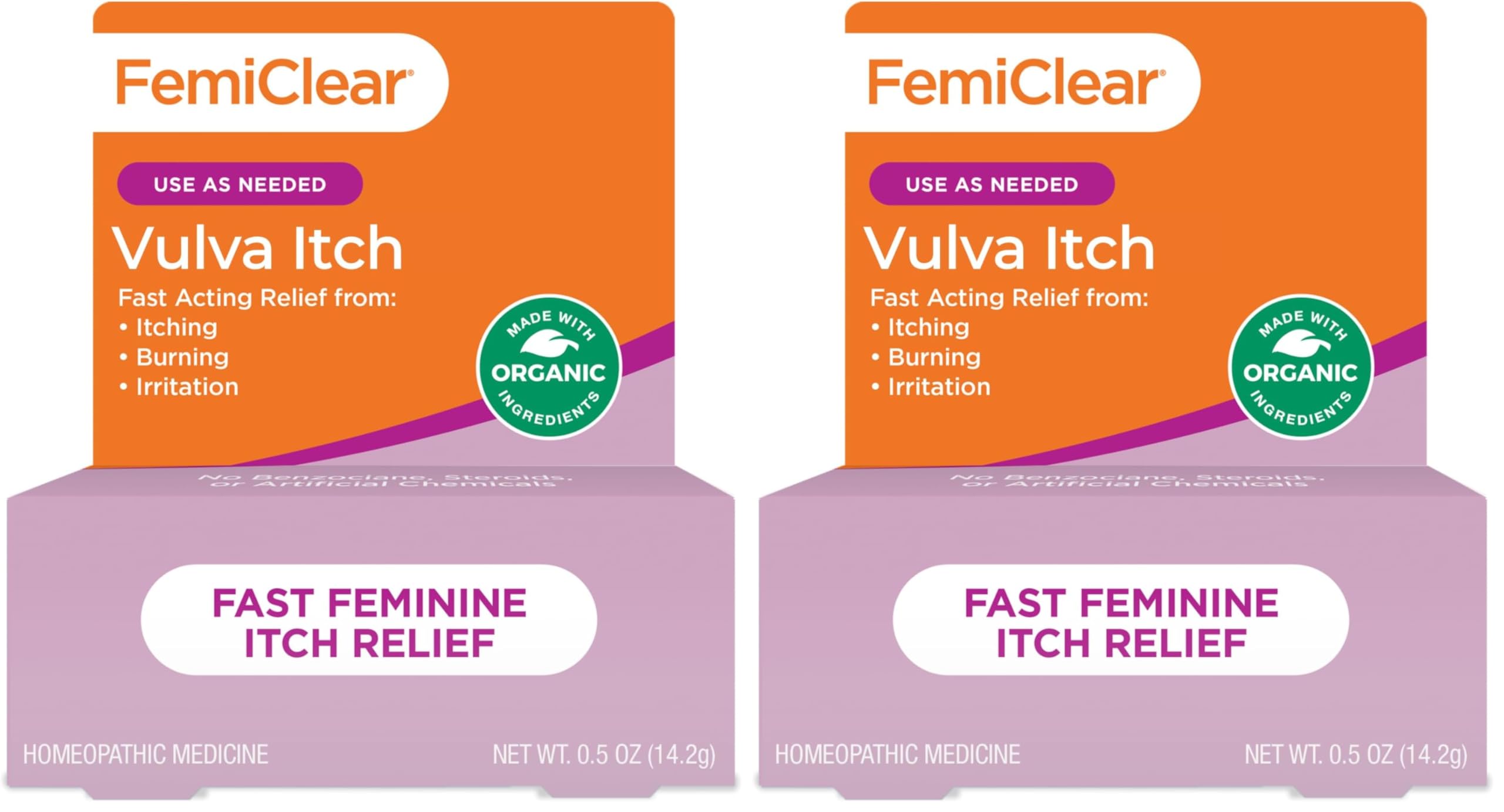 FemiClear Vaginal Ointment packaging box shows convenient two-pack.