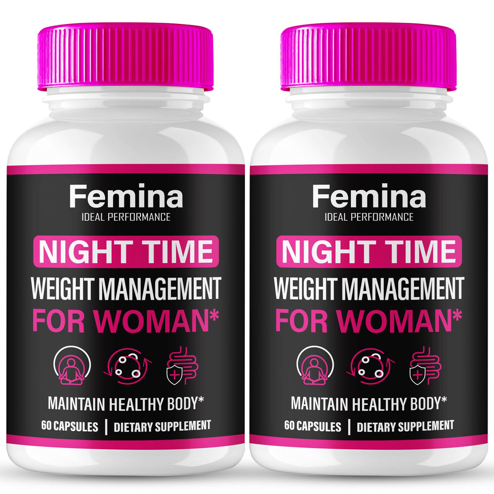 Femina Nighttime Capsules bottle on white background