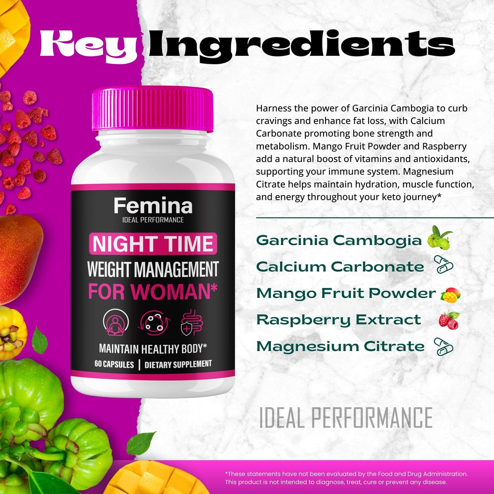 Nutrition facts panel for Femina Nighttime Capsules