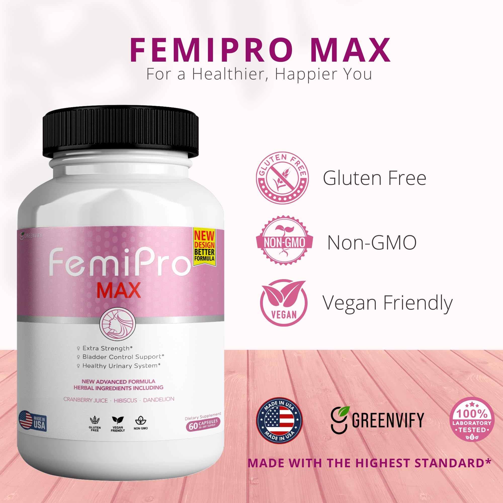 Box and packaging for FemiPro MAX Urinary Support