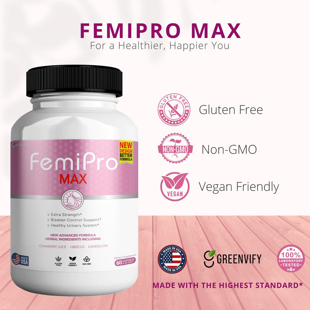 Box and packaging for FemiPro MAX Urinary Support