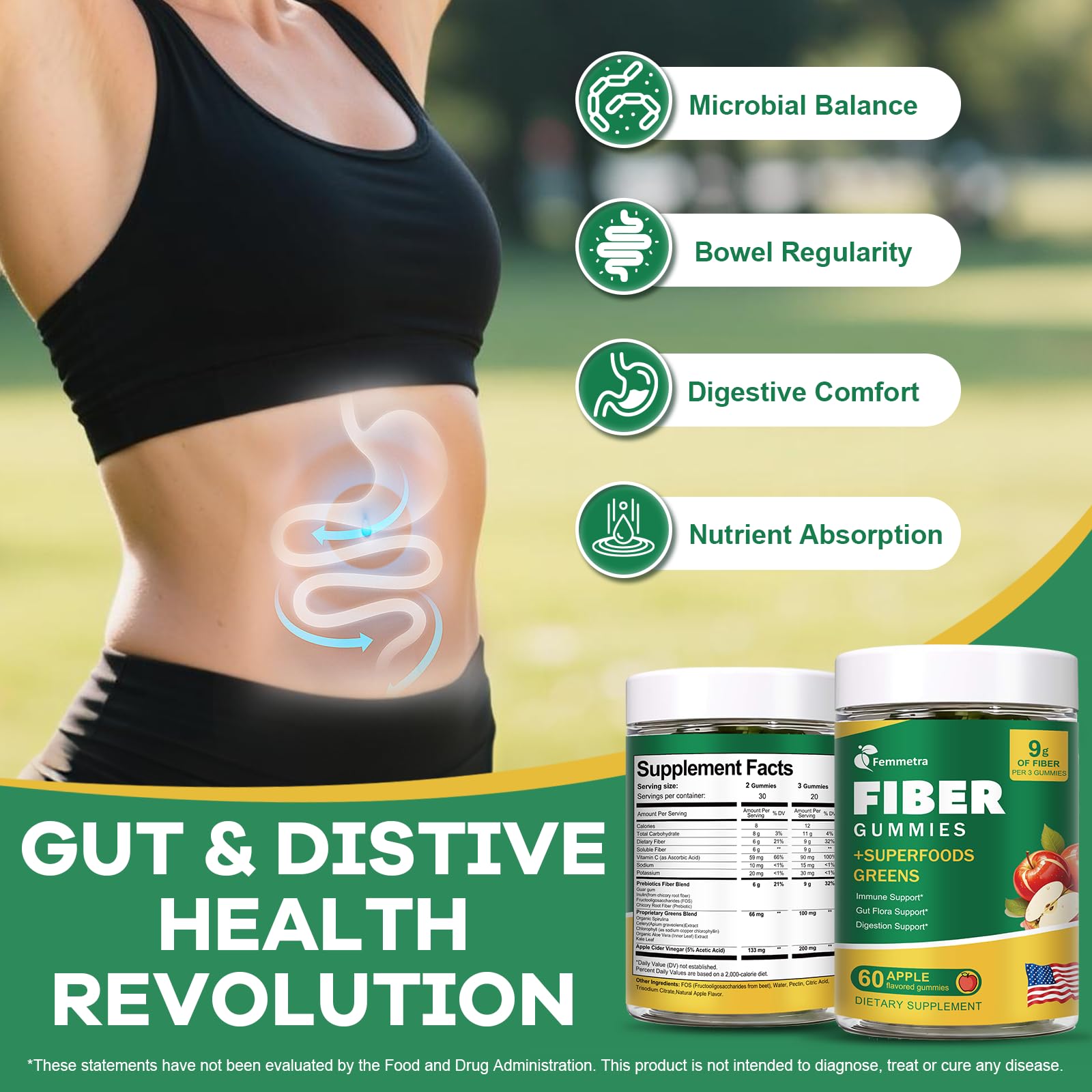 Femmetra product label close-up showing ingredients and transparency benefit