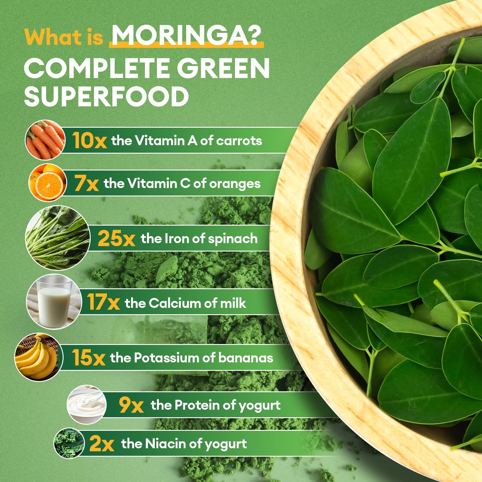 Key ingredients: moringa leaf, turmeric, ginger, black pepper, green tea