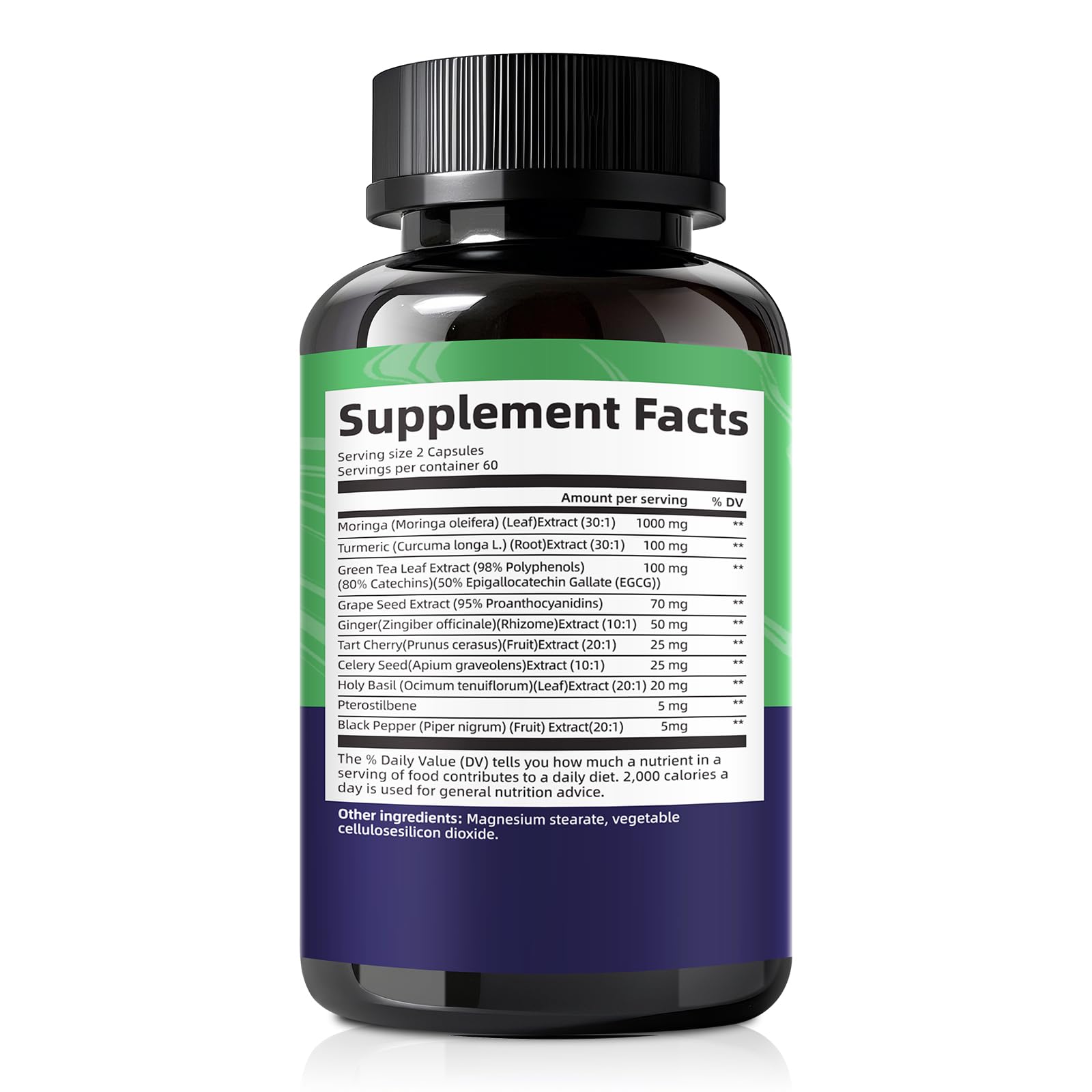 60-day supply with vegan, non-GMO and gluten-free certifications