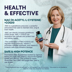 Close-up of NAC 1000 mg with CoQ10 and vitamins label