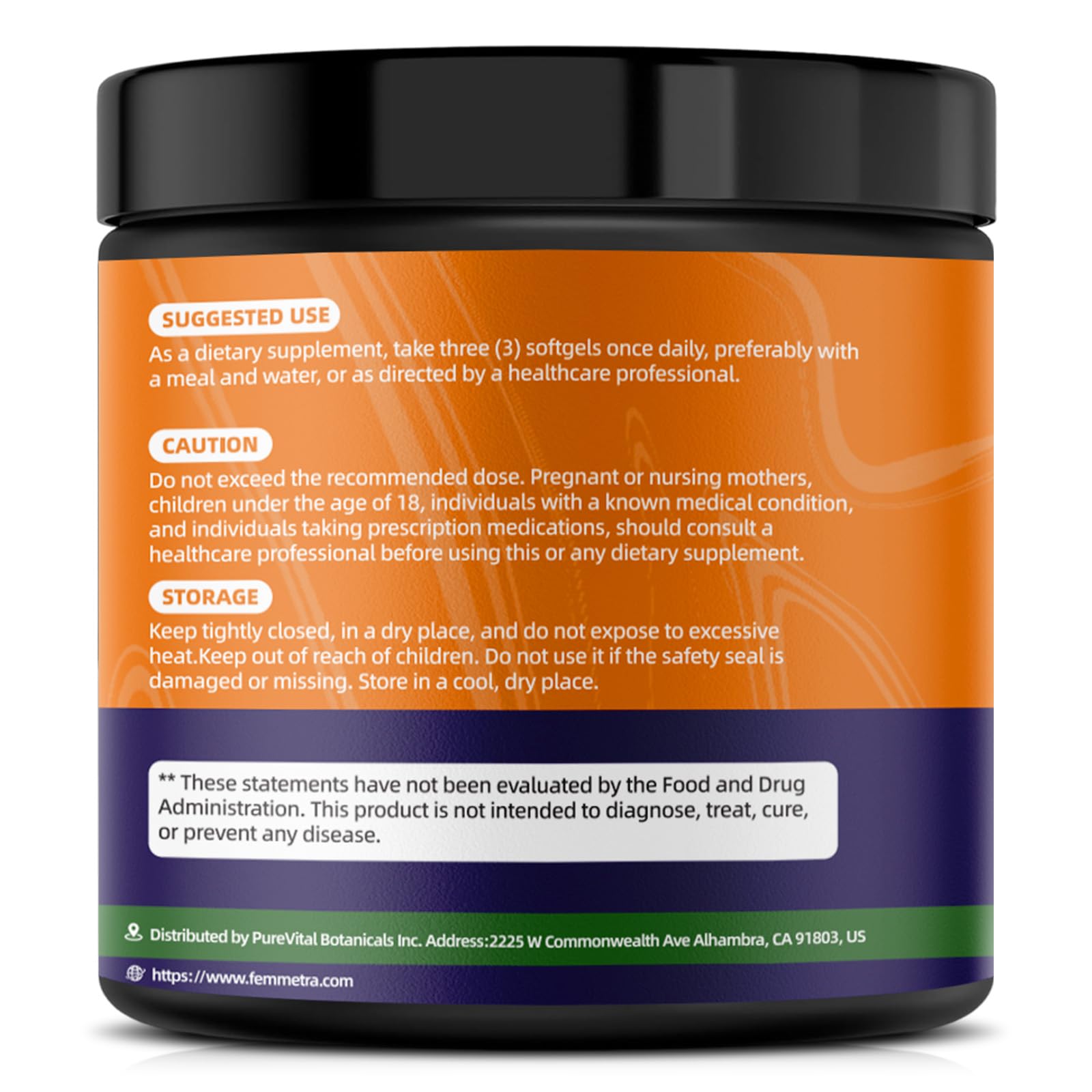 Packaging and usage guide for Femmetra capsules