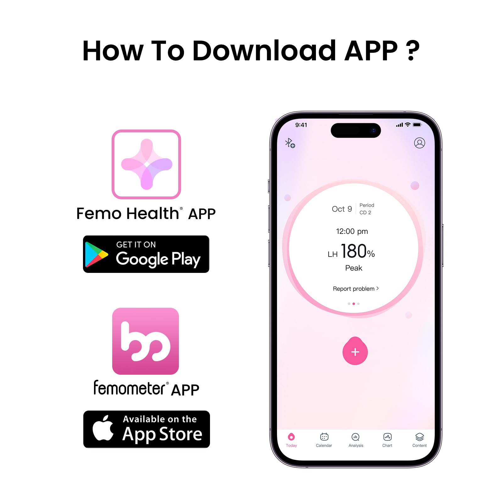 Femometer Fertility Tracker App dashboard on smartphone (Ivy103)