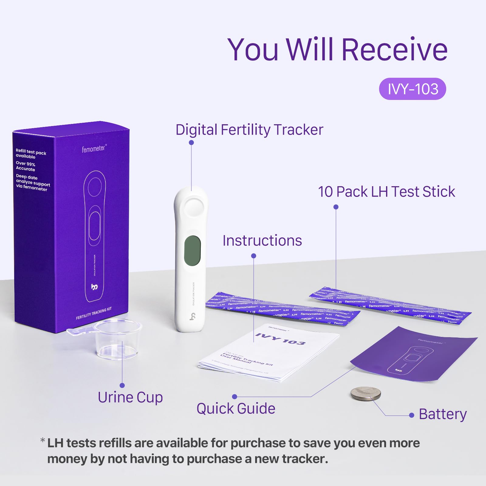 IVY103 digital ovulation predictor kit contents