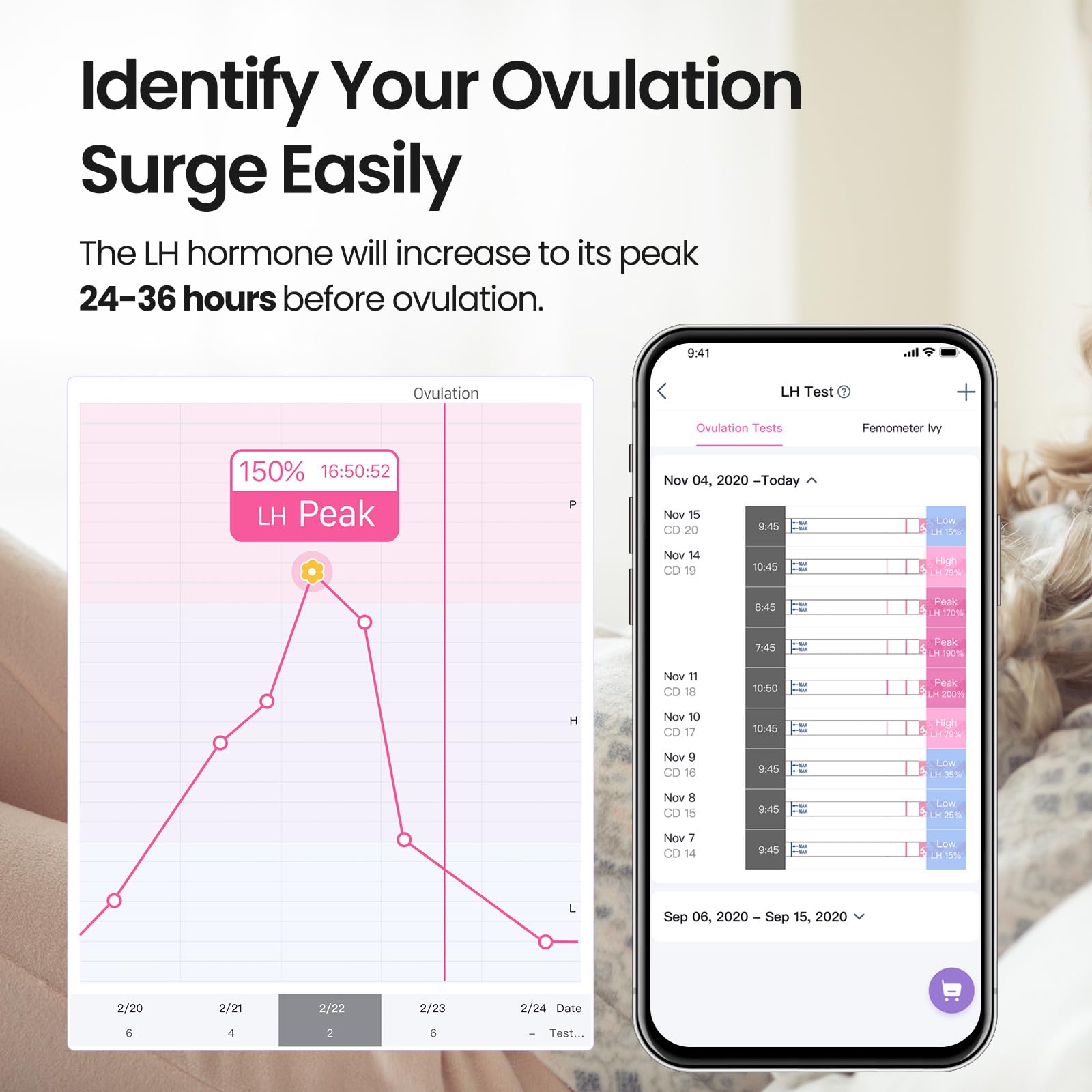 Ovulation test strip displaying results