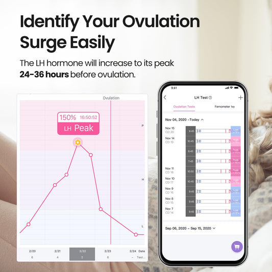 Ovulation test strip displaying results