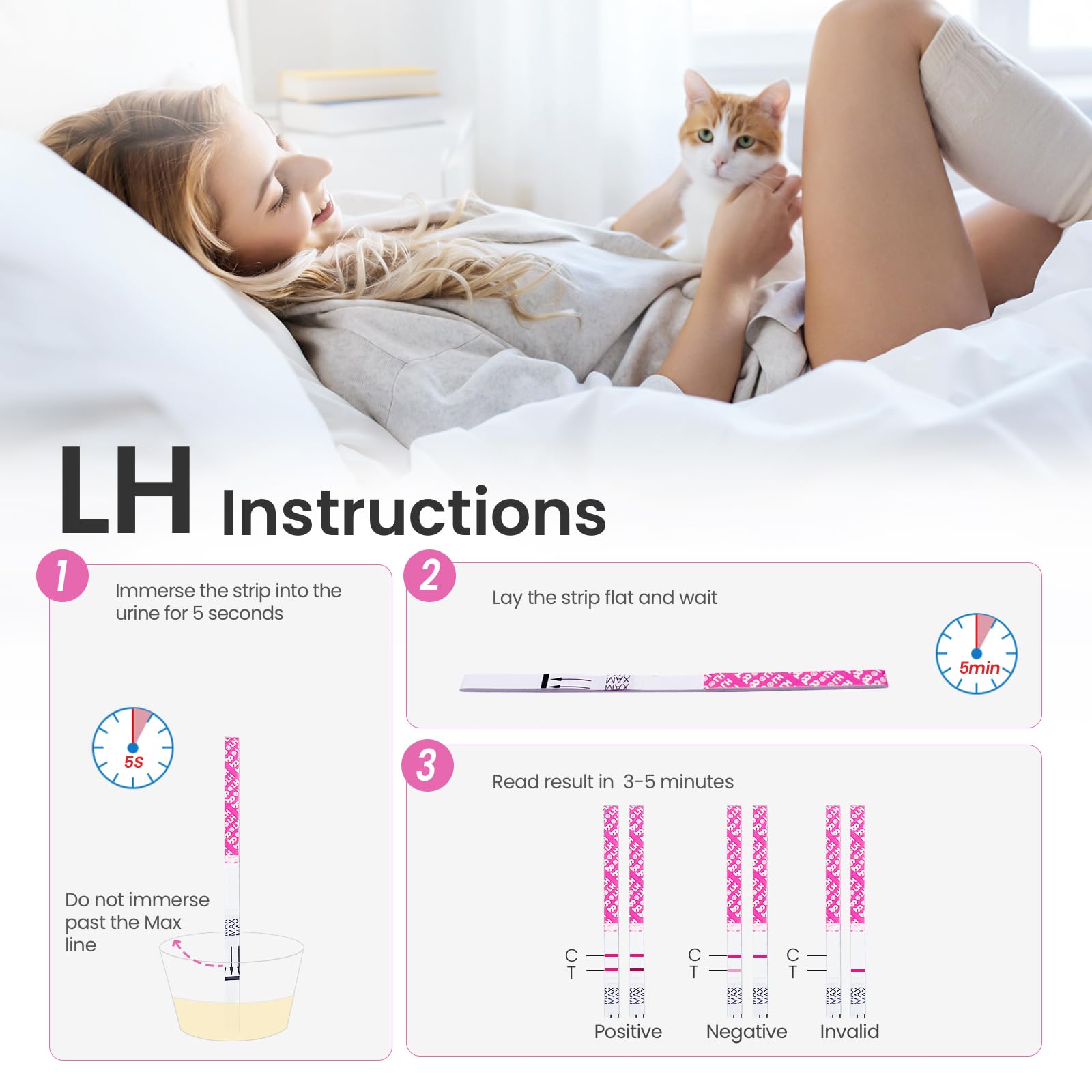 Pregnancy test strip displaying results