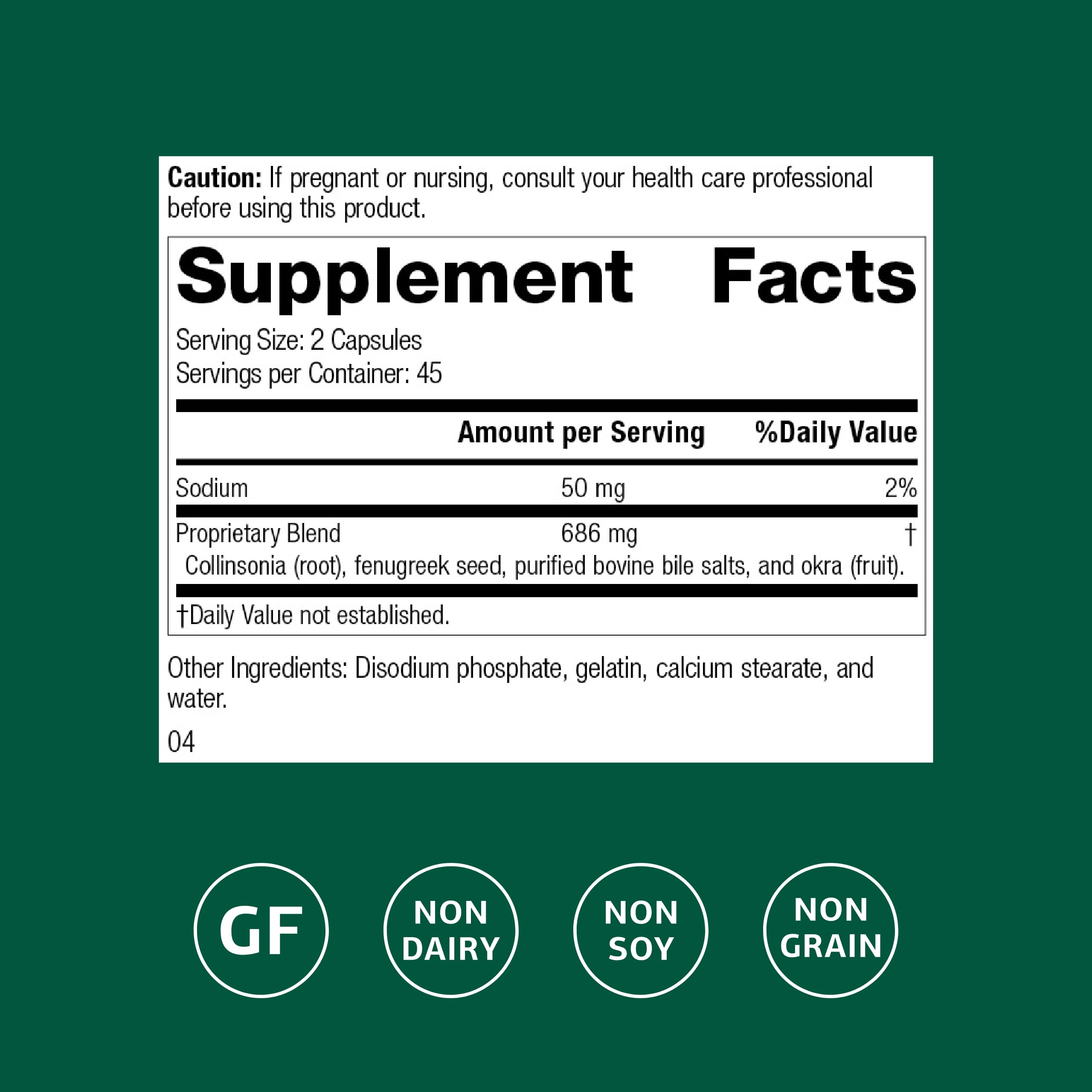 Close-up of Fen-Cho label highlighting gluten-free, non-dairy, non-soy features