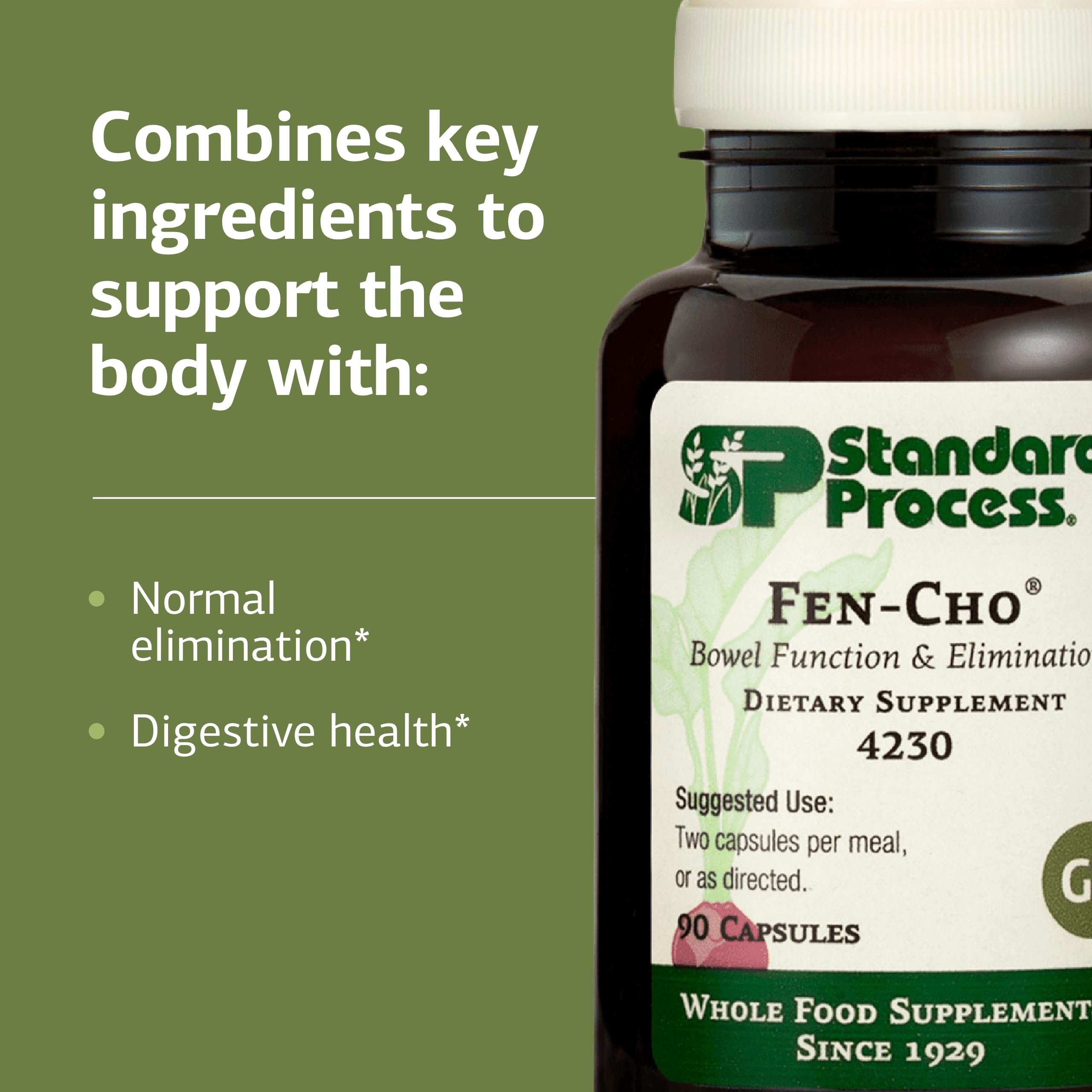 Fen-Cho bottle with serving size information on the label