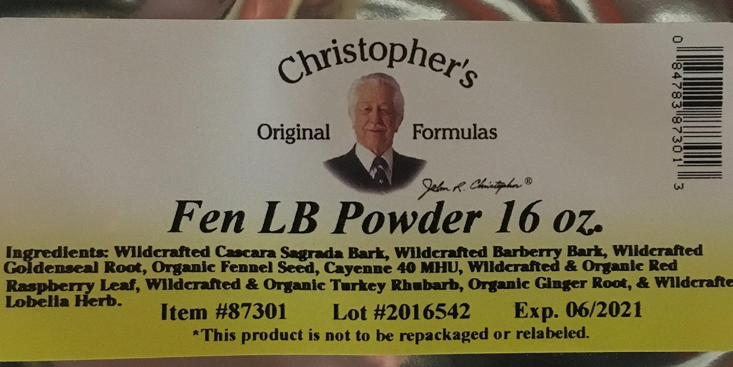 Fen Lower Bowel Powder 16 oz label with product information