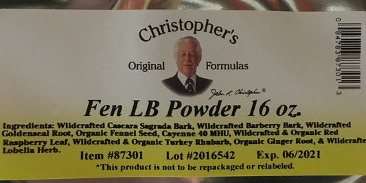 Fen Lower Bowel Powder 16 oz label with product information