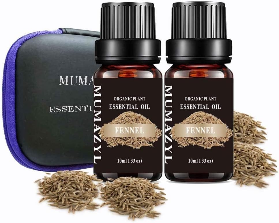 Two-pack fennel essential oil set in amber bottles
