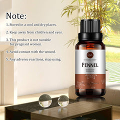 Glass spray bottle containing fennel essential oil