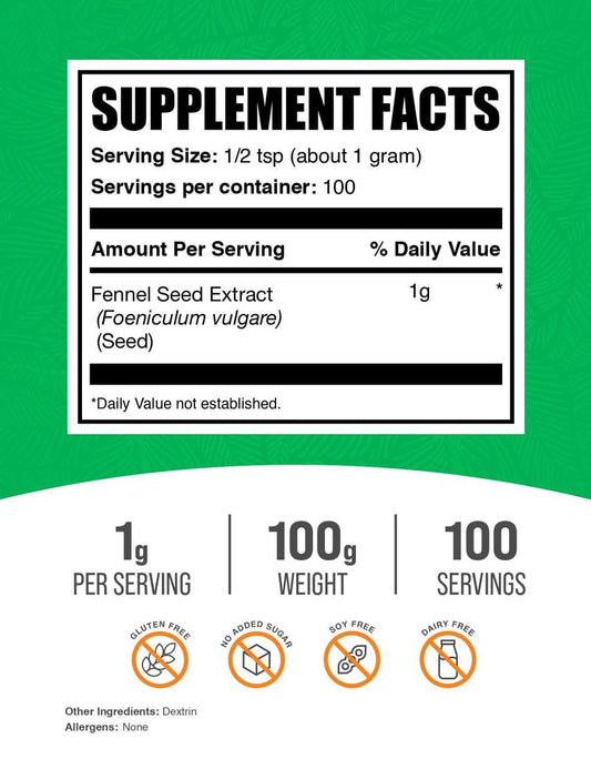 Fennel seed extract powder serving size of 1g