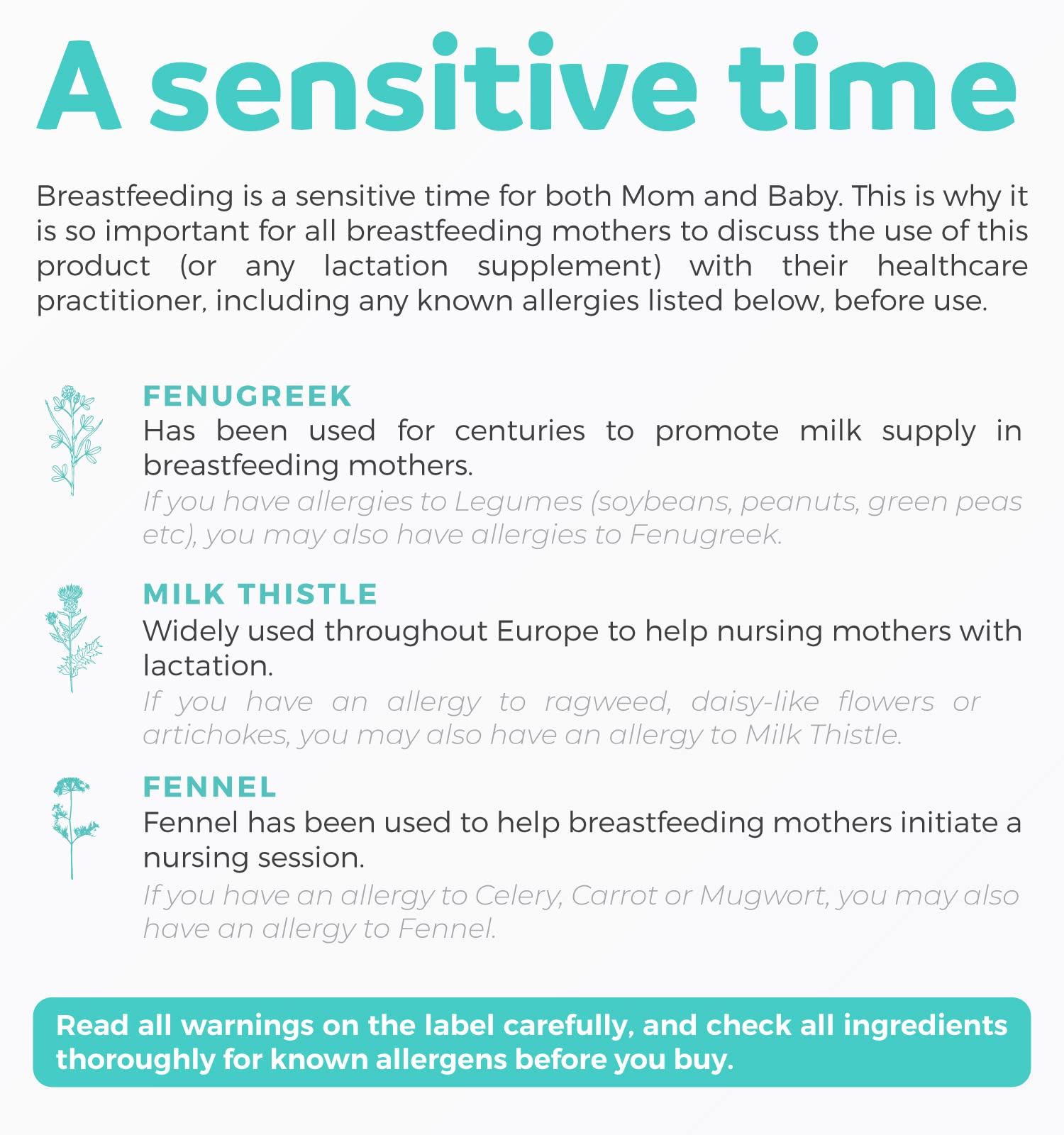 Fennel seeds included in the lactation supplement