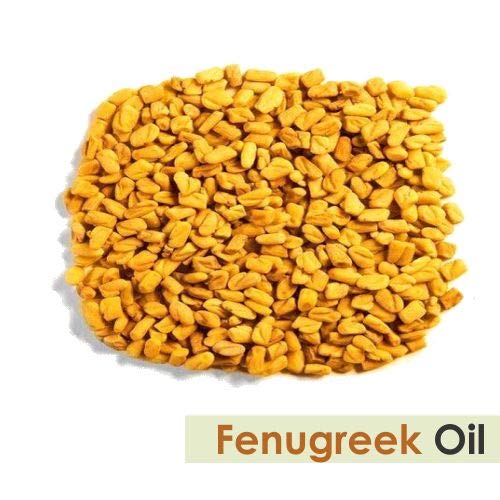 Fenugreek essential oil bottle displayed on wood surface