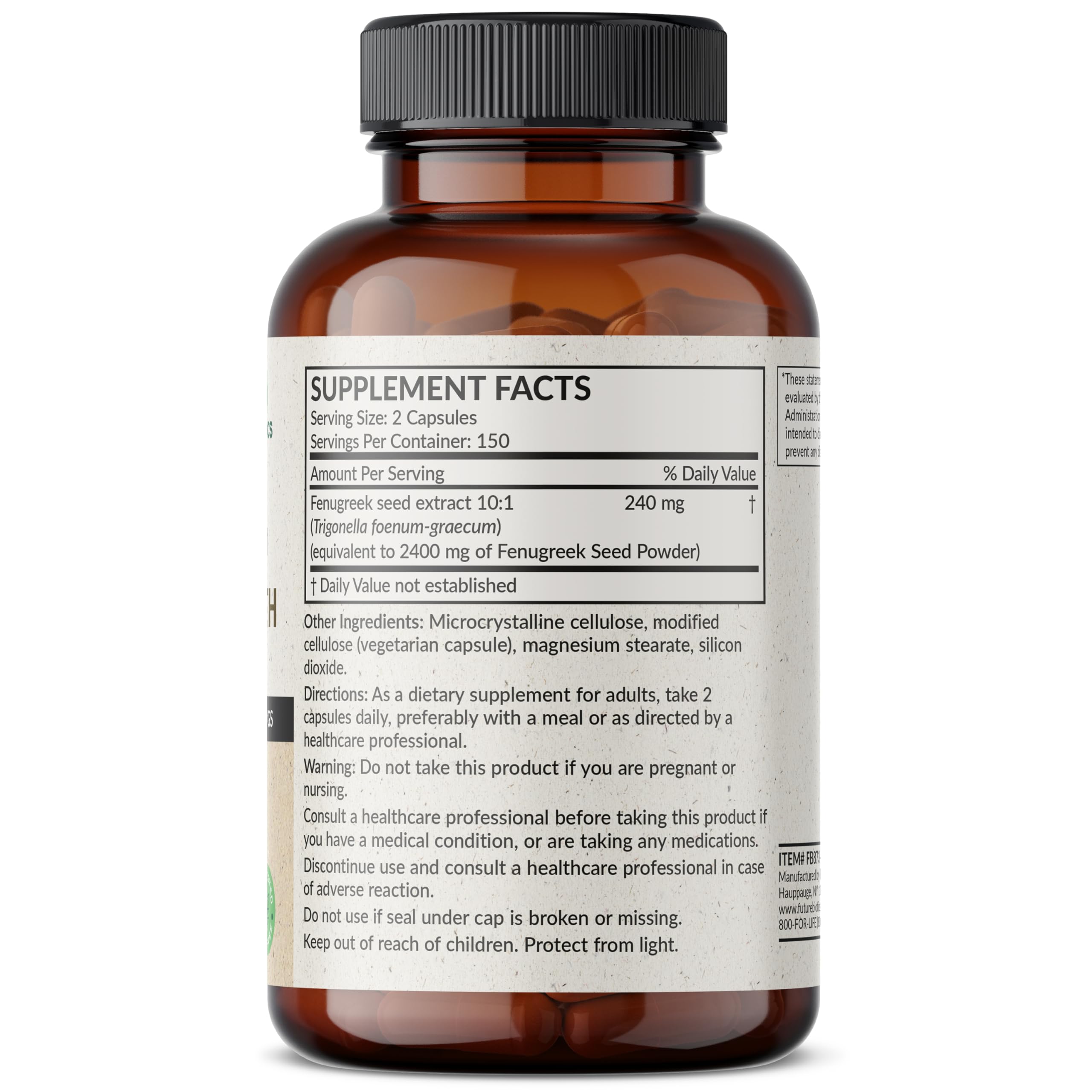Fenugreek extract 2400 mg ingredient close-up