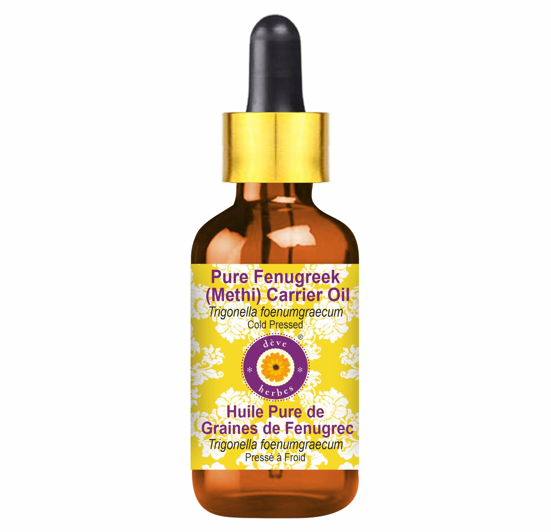 Deve Herbes Fenugreek (Methi) Oil 30ml amber glass bottle - front view