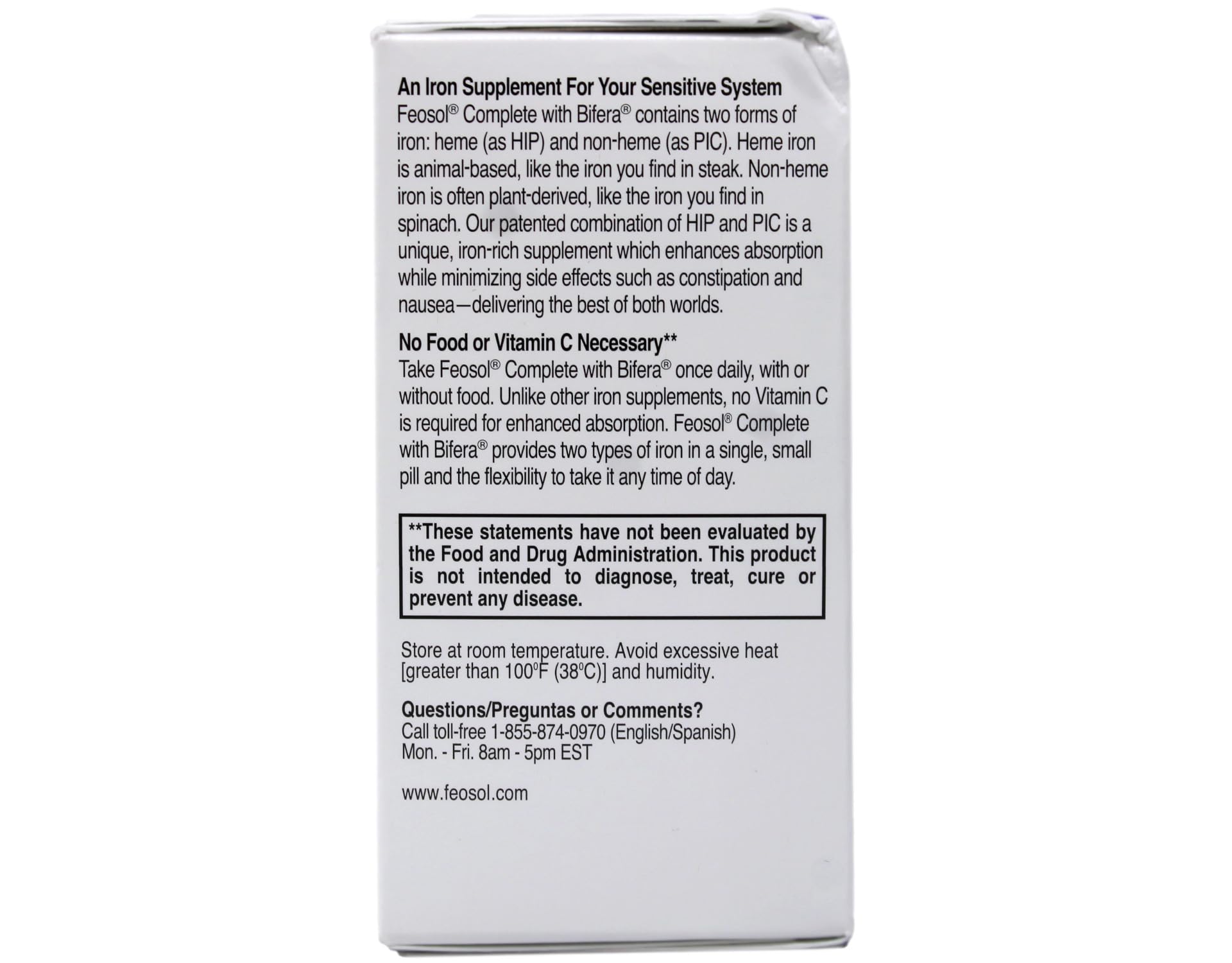 Front of Feosol Complete iron supplement packaging