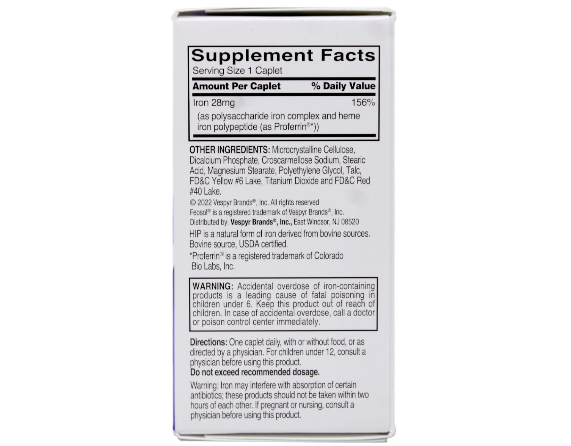 Sealed plastic bottle of Feosol Bifera iron supplement