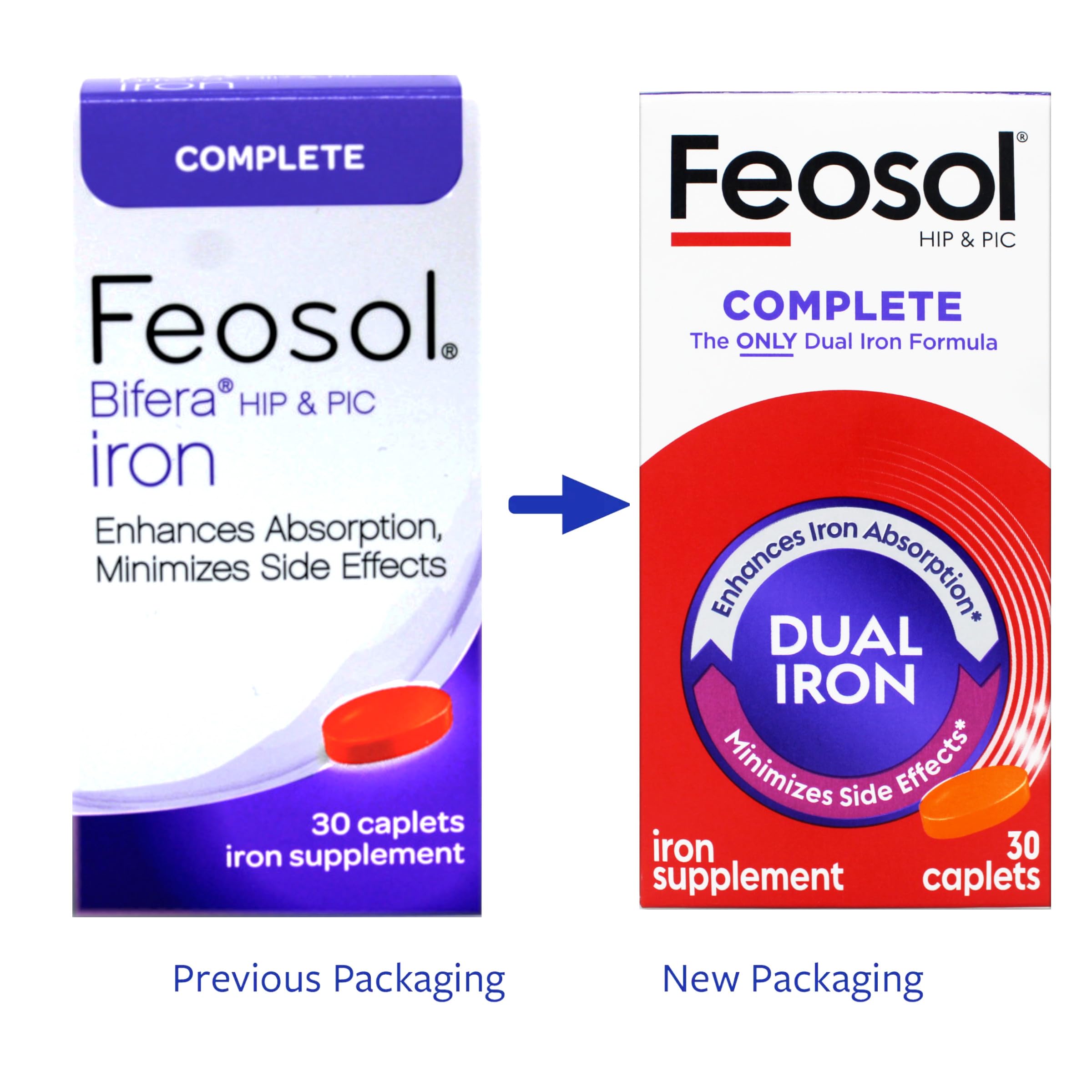 Feosol Complete Iron pill close-up for easy daily intake.