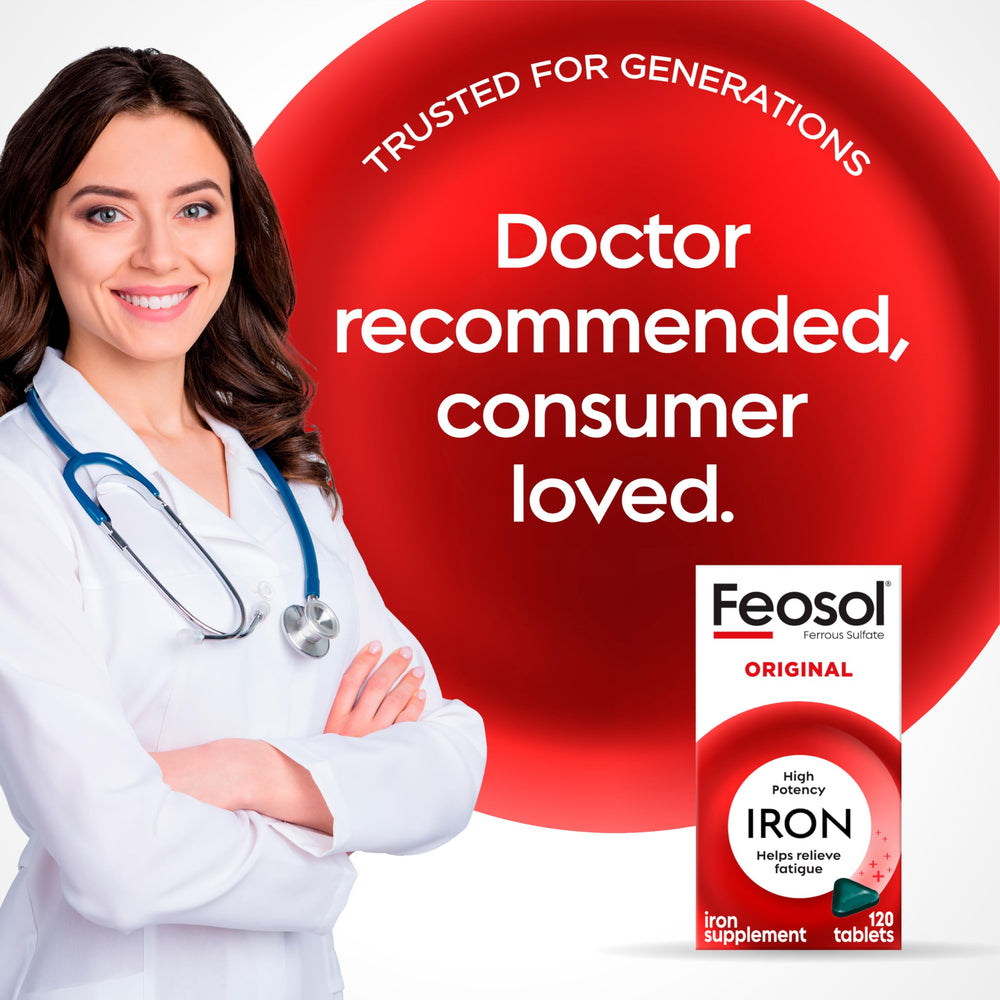 Two Feosol Original bottles totaling 120 tablets in pack of 2
