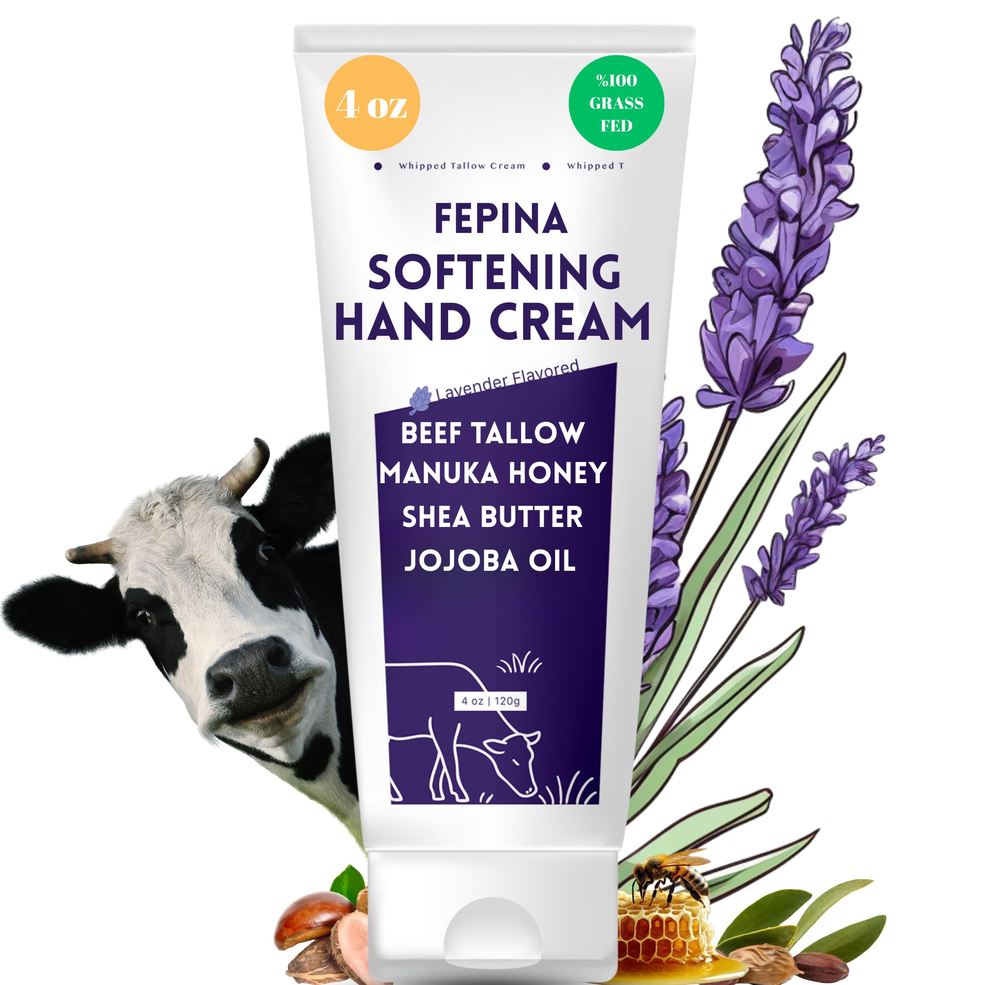 FEPINA beef tallow hand cream jar closeup showing ultra-hydration for hands