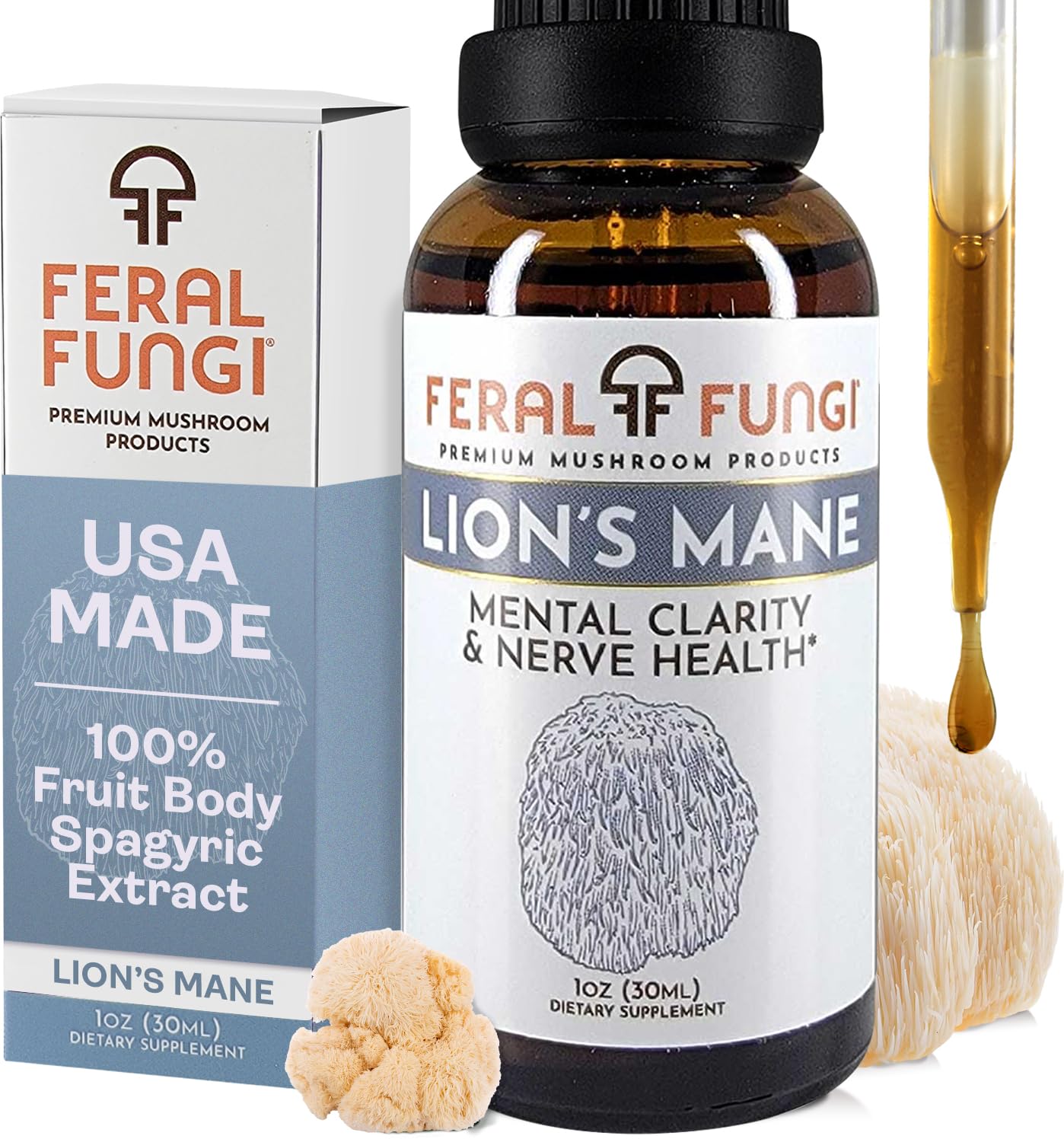 Bottle of Feral Fungi Lion's Mane Tincture 1 oz