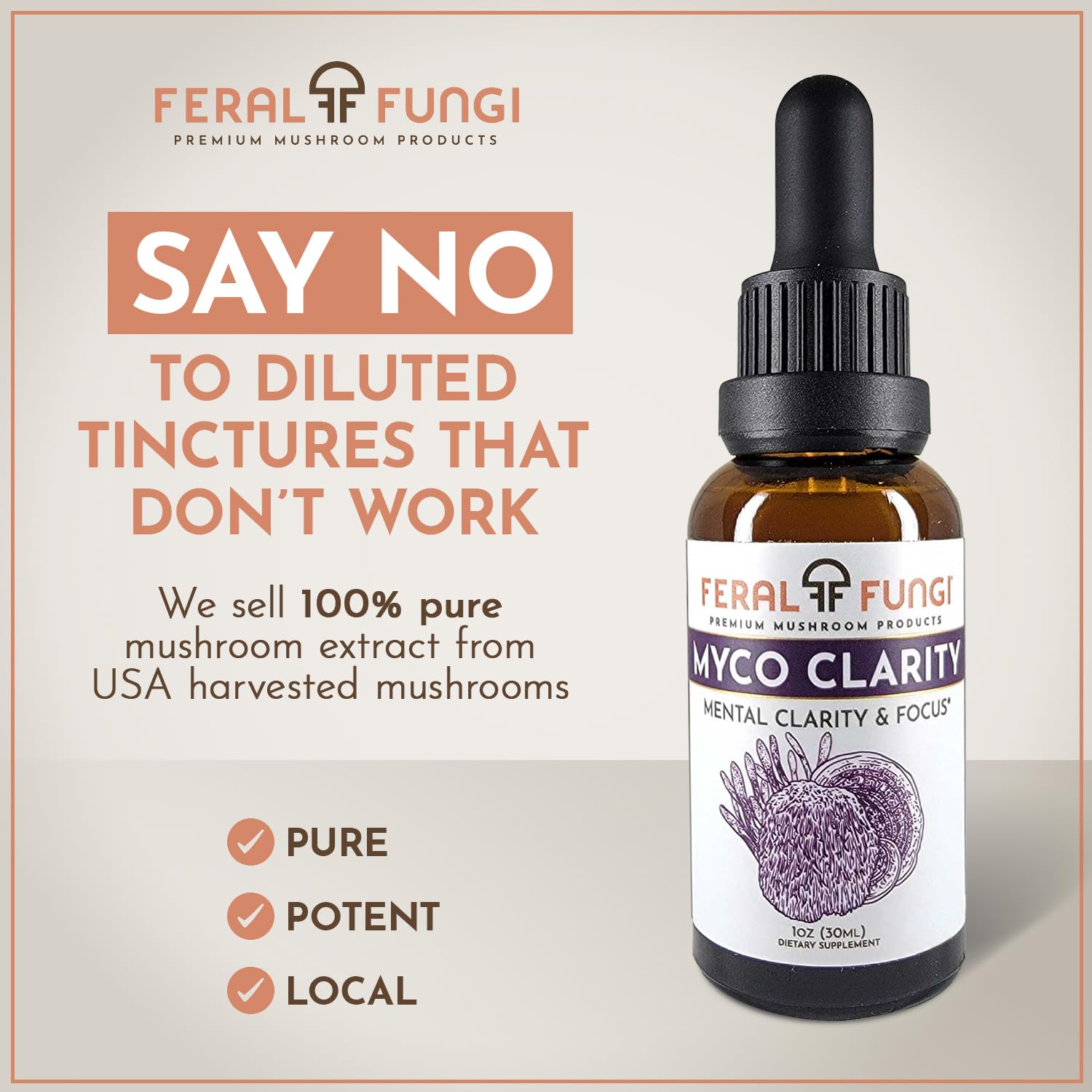 Close-up of Myco-Clarity tincture bottle with dropper