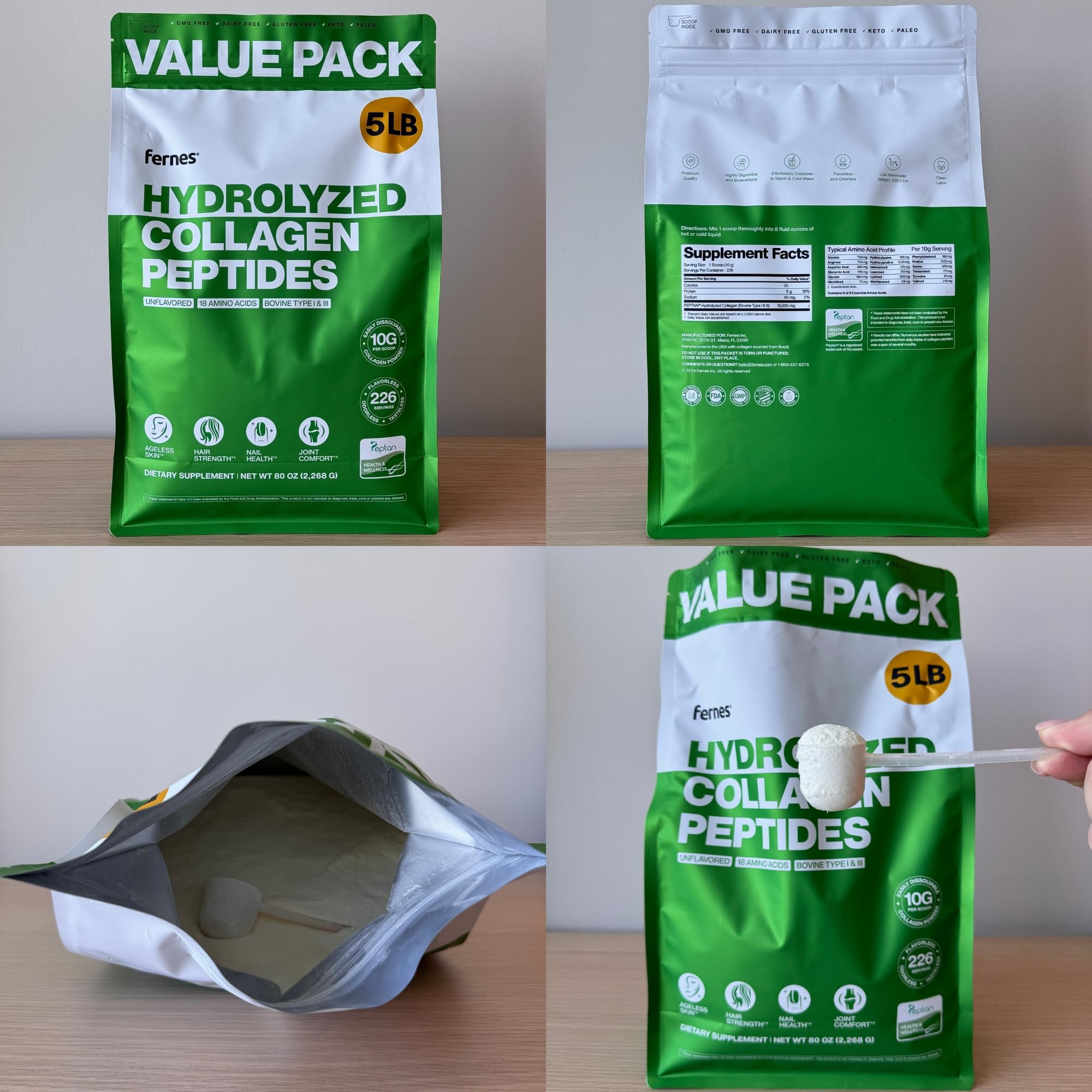 Label highlighting Type I & III collagen peptides