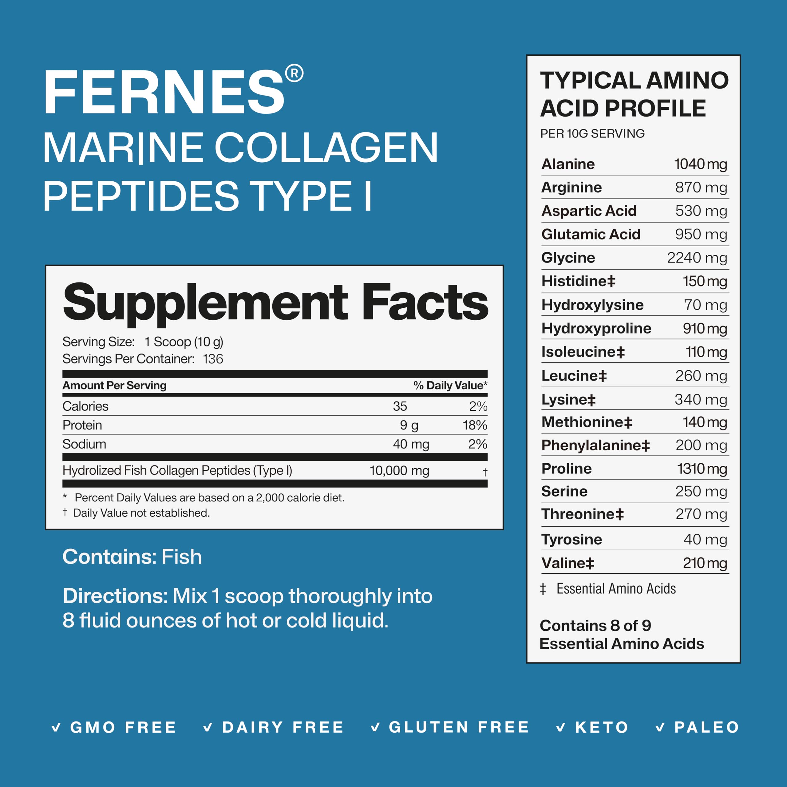 Measuring scoop with flavorless odorless collagen powder