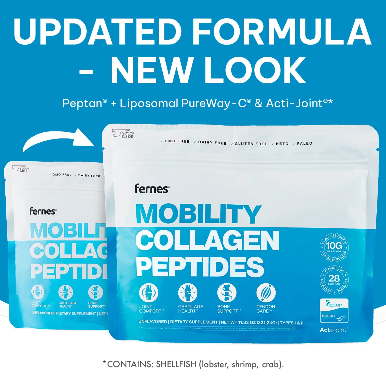 Fernes Mobility Collagen Peptides bottle back nutrition panel