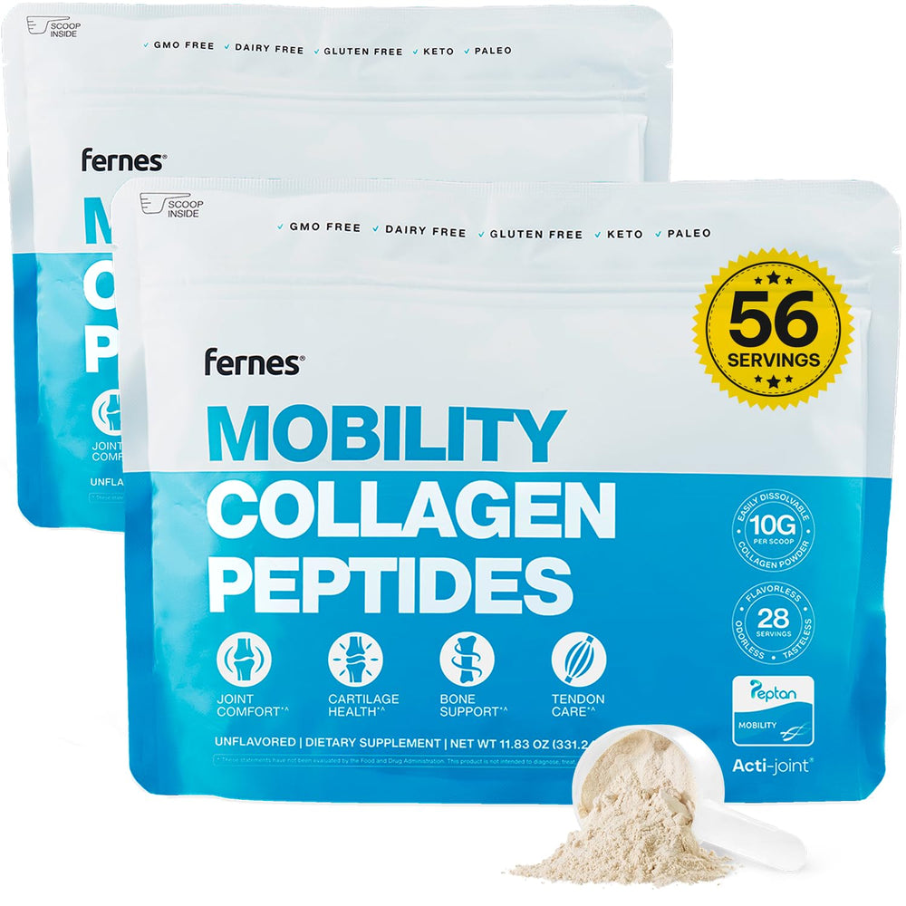 Fernes Mobility collagen powder tub front view signaling joint support potential.