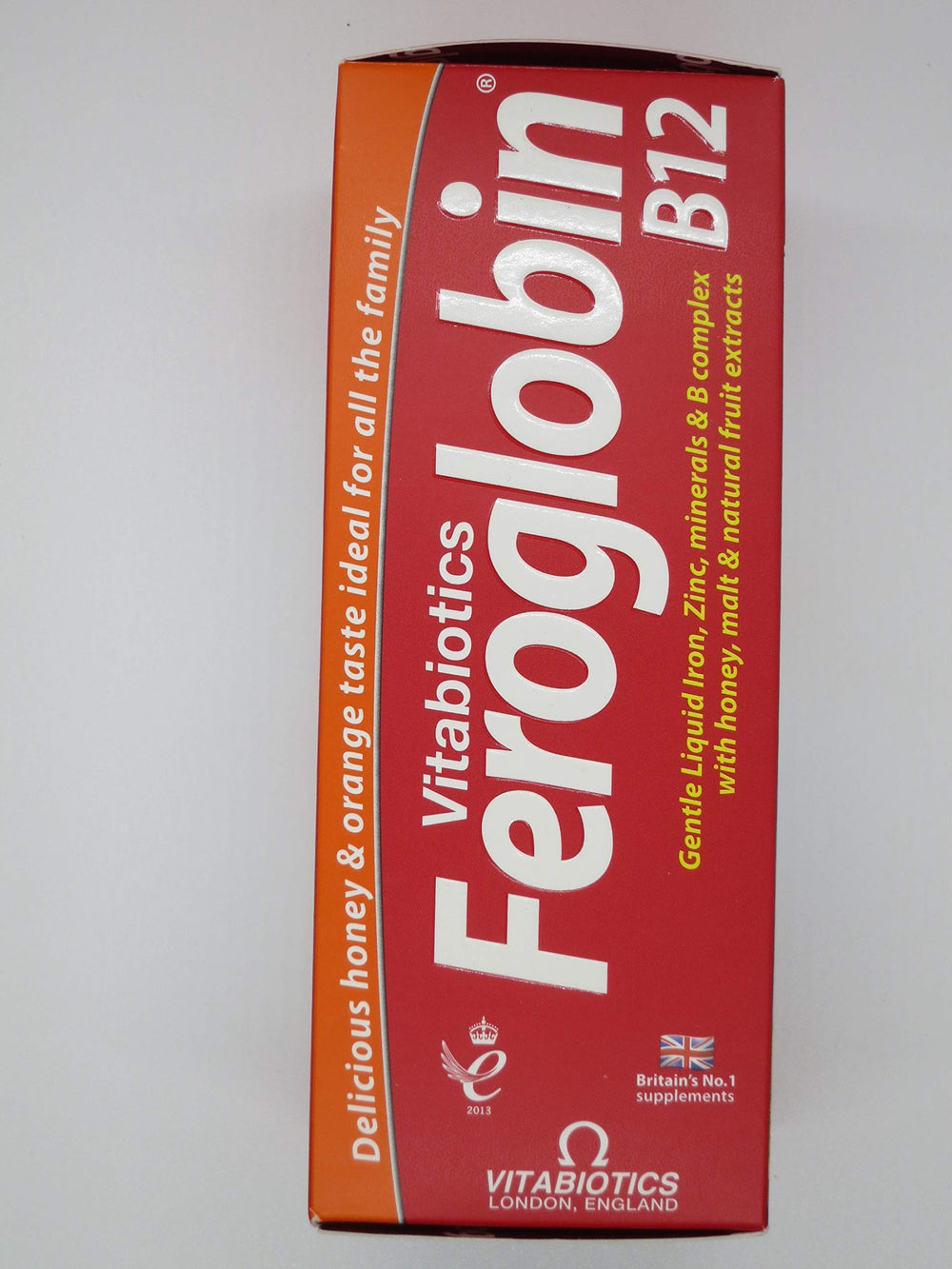 Unflavored Feroglobin liquid supplement being poured