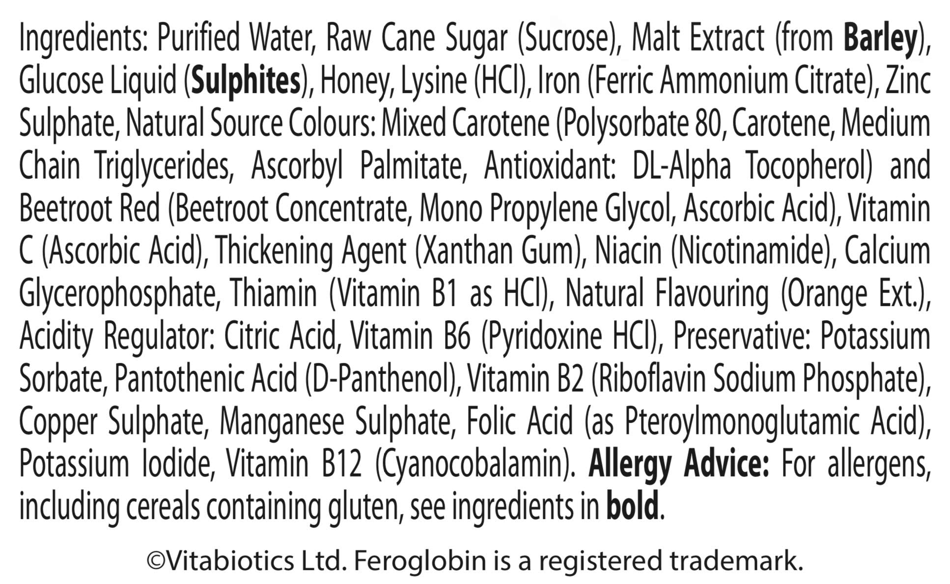 Feroglobin dosage dropper and bottle
