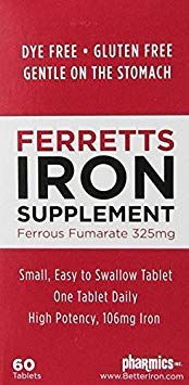 Ferretts Tablets 60-count bottle (106 mg) – 2-pack iron supplement