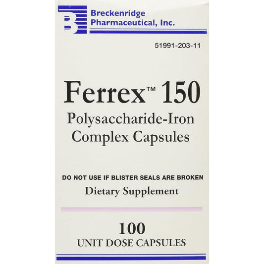 Ferrex 150-capsule iron supplement bottle, 2-pack